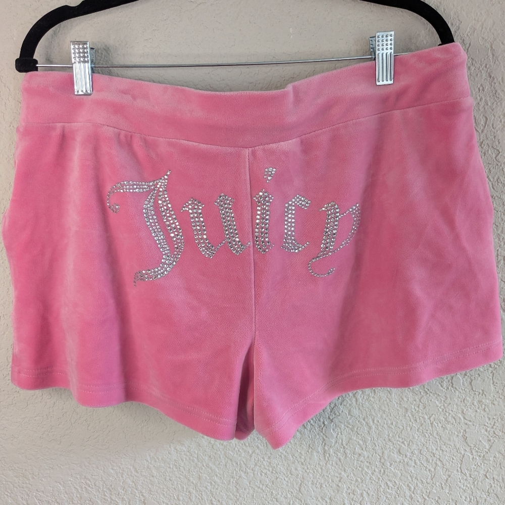Juicy Couture XL Velour Shorts Crystal Embellished Pink Excellent